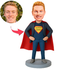 Superhero Business Man with Cape Custom Bobbleheads