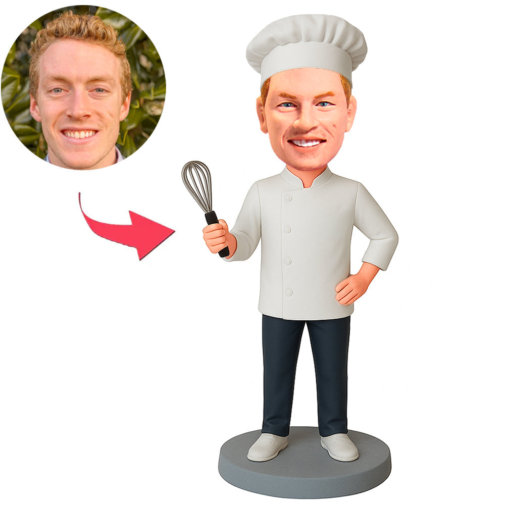 Male Chef Holding Eggbeater Custom Bobbleheads