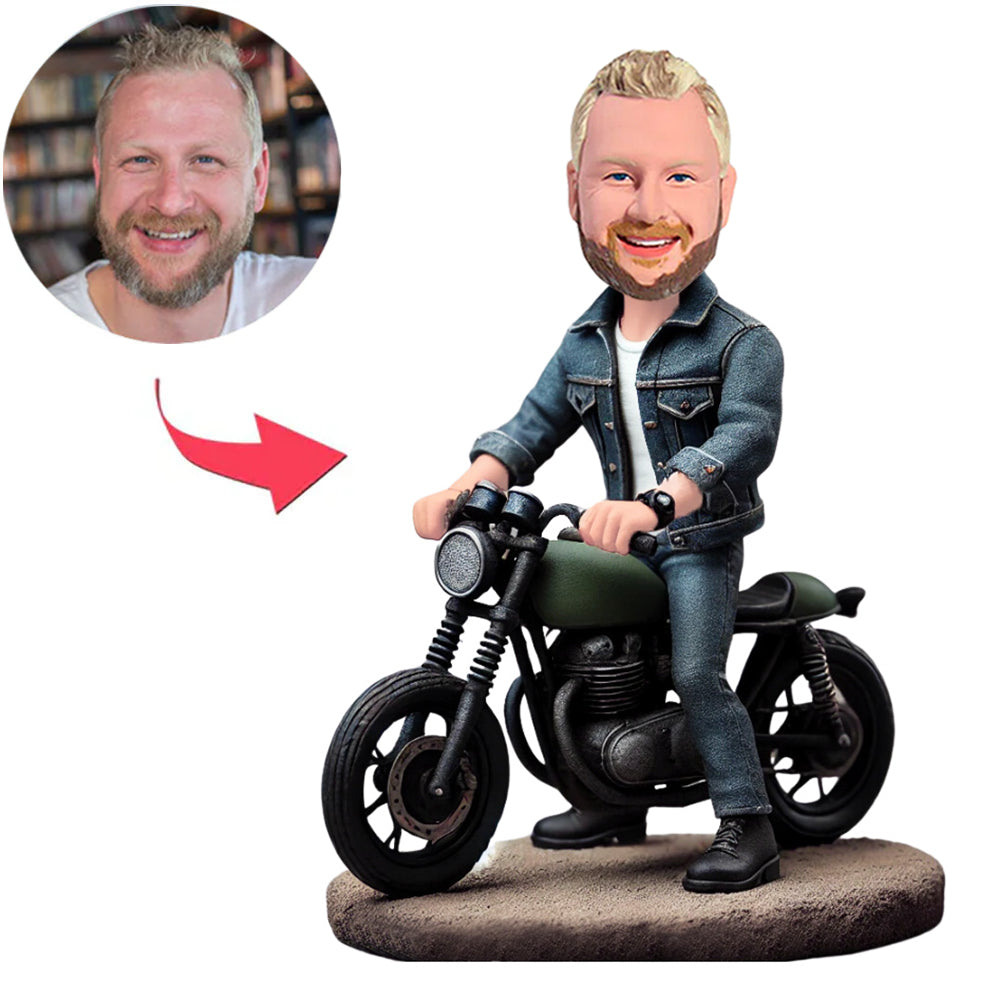 Cool Man On Motorcycle Custom Bobbleheads