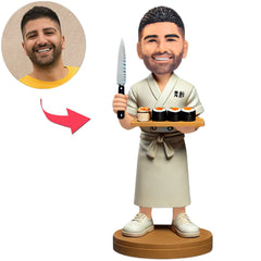 Sushi Chef Holding Knife Custom Bobbleheads