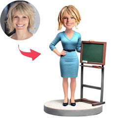Female Teacher with Blackboard Custom Bobbleheads