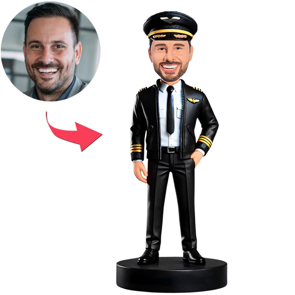 Male Flight Attendant with Hat Custom Bobbleheads