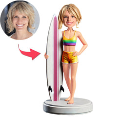 Sexy Girl Holding Surfboard Custom Bobbleheads