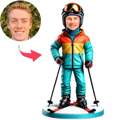 Female Skiing in Ski Suit Custom Bobbleheads