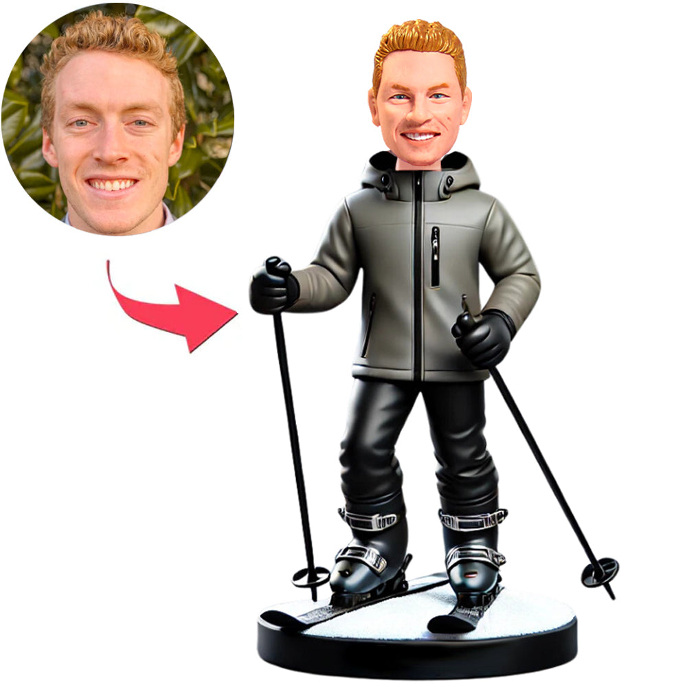 Cool Male Skier Custom Bobbleheads