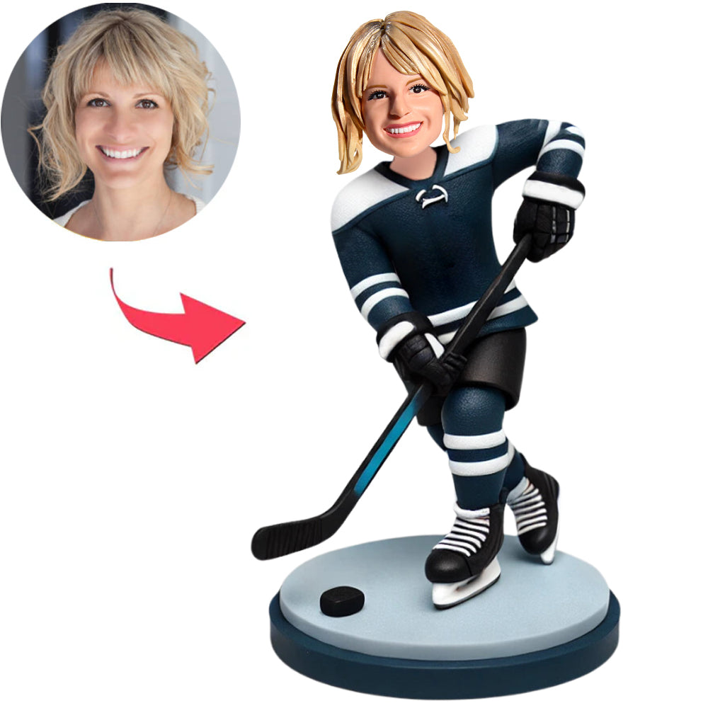 Female Hockey Player in Sportswear Custom Bobbleheads