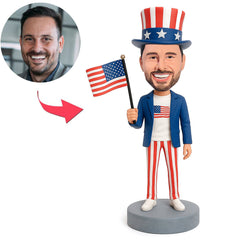 Man Holding American Flag Custom Bobbleheads