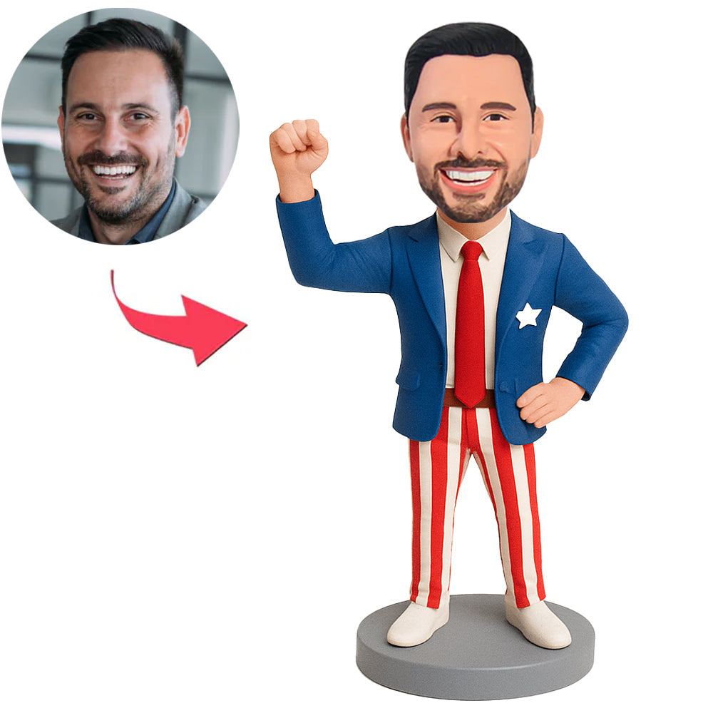 American Businessman with Fist Raised Custom Bobbleheads