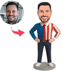 Man Wearing American Flag Shirt Custom Bobbleheads