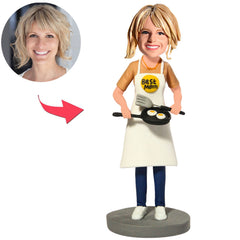 Cooking Mom Holding Pan Custom Bobbleheads