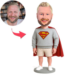 Super Casual Man in Gray Shirt Custom Bobbleheads