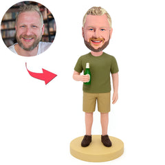 Man in Short Sleeves Holding Beer Custom Bobbleheads