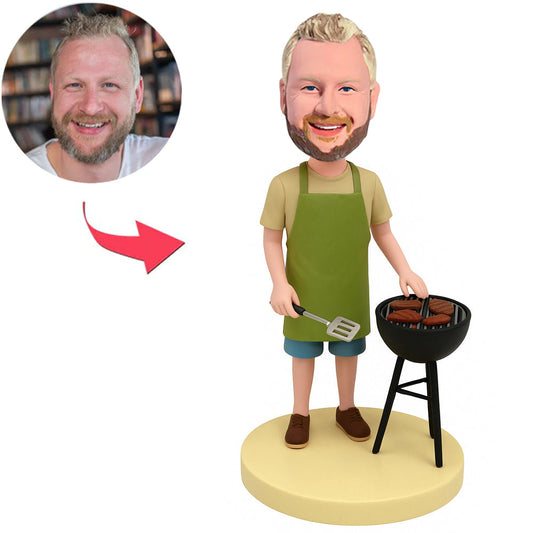 Man in Apron Grilling Custom Bobbleheads