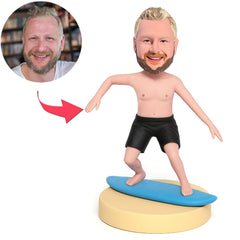 Man in Black Shorts Surfing Custom Bobbleheads