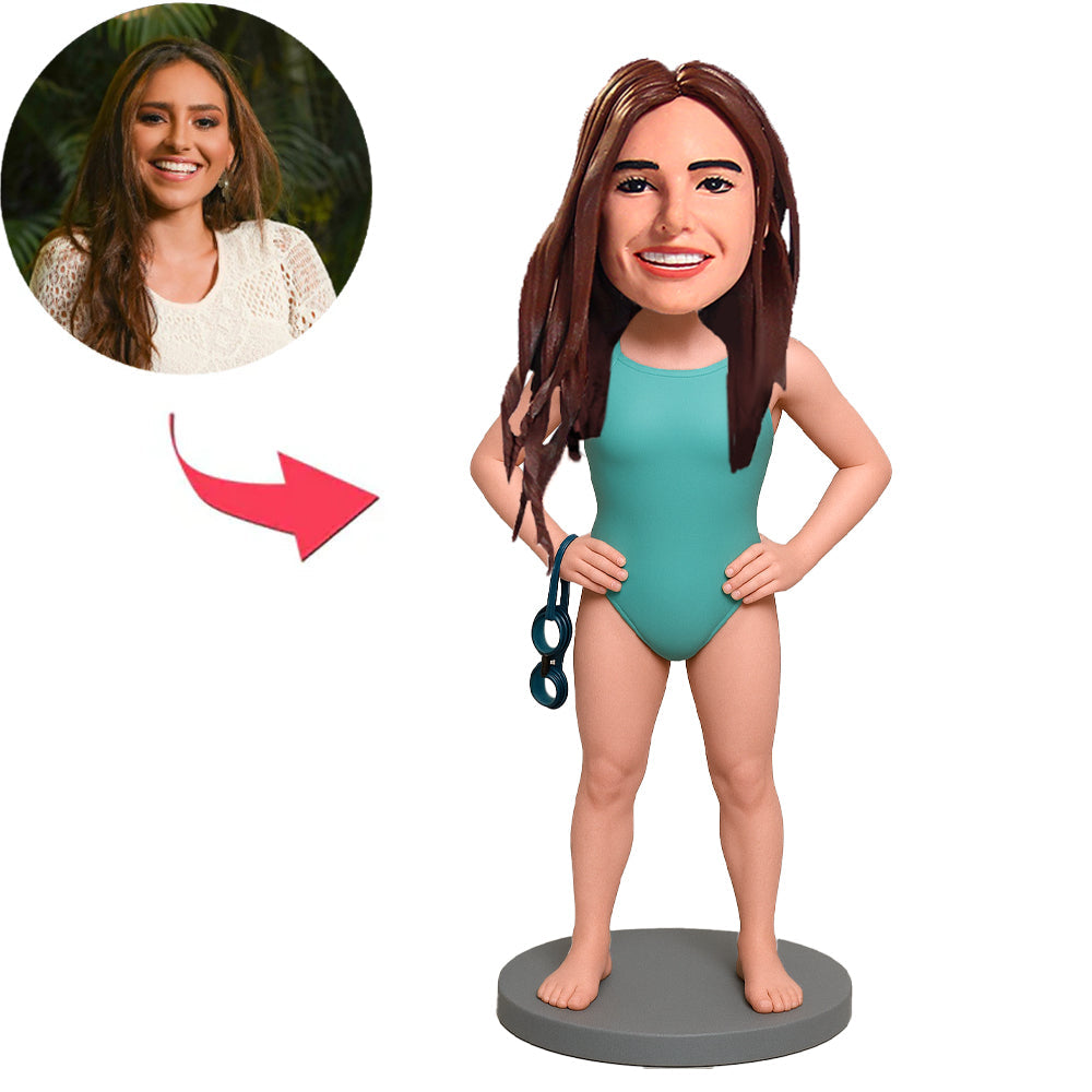 Woman Wearing One Piece Swimsuit Custom Bobbleheads