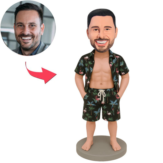 Man Wearing Hawaiian Beach Suit Custom Bobbleheads