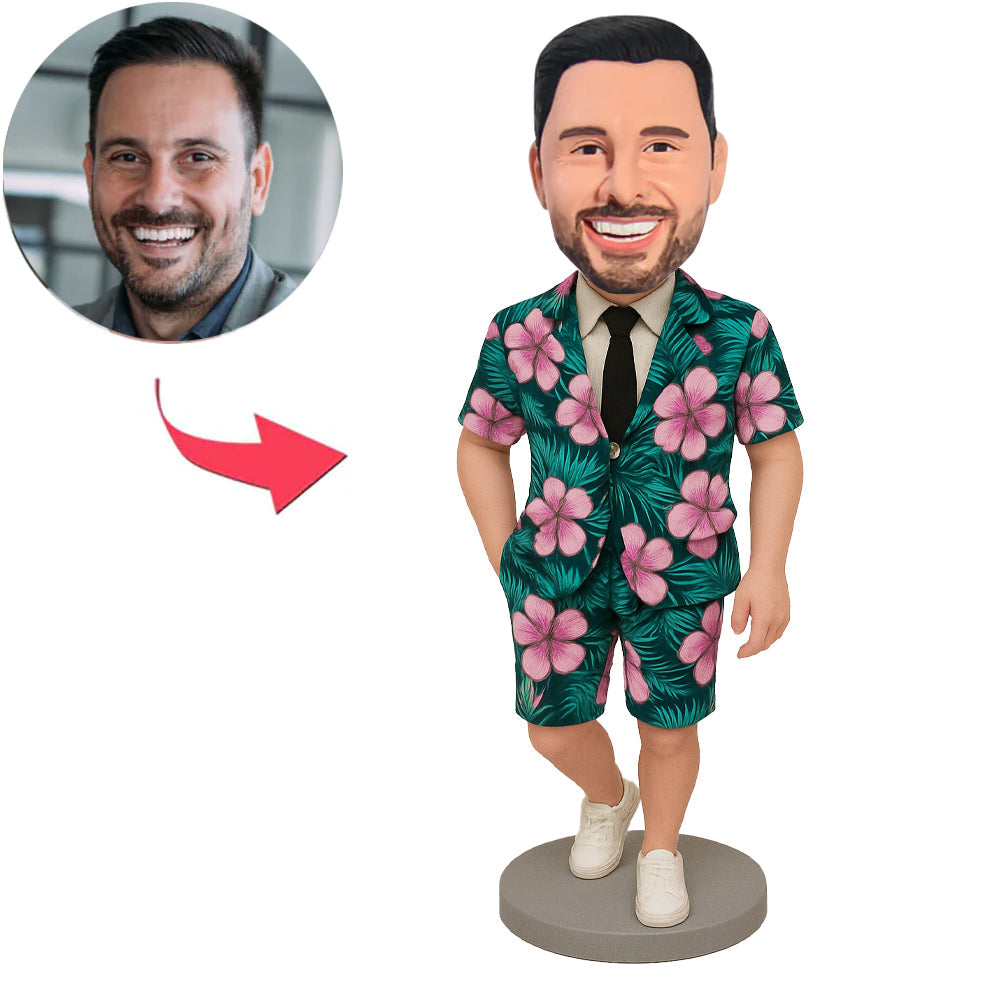 Man Wearing Hawaiian Shirt Custom Bobbleheads