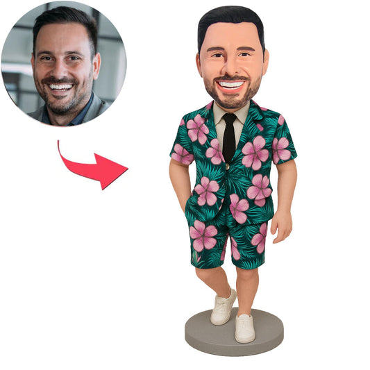 Man Wearing Hawaiian Shirt Custom Bobbleheads