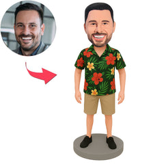 Man Wearing Green Hawaiian Shirt Custom Bobbleheads
