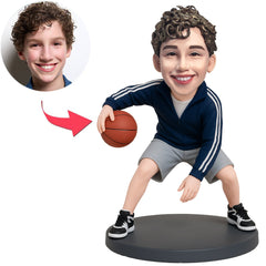 Boy in Sportswear Playing Basketball Custom Bobbleheads