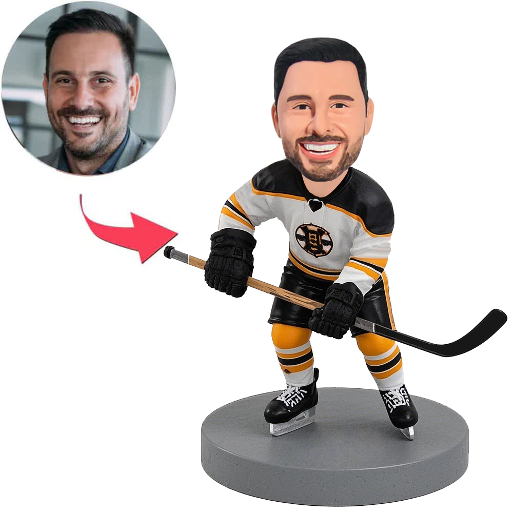 White Jersey Boston Bruins Ice Hockey Player Custom Bobbleheads