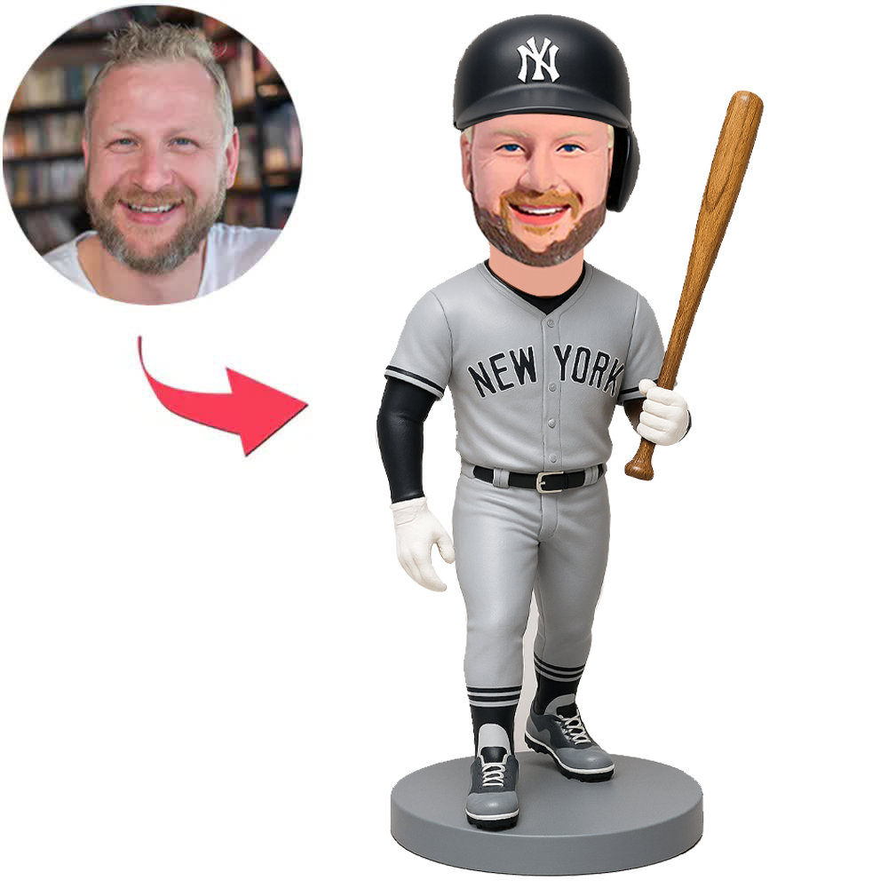NY Yankees Player with Black Baseball Cap Custom Bobbleheads
