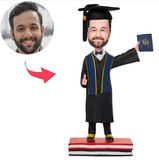 Graduation Man Hold Diploma Custom Bobbleheads Add Text With Graduation Hat