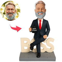 Happy Retirement Boss Sitting on BOSS Custom Bobbleheads