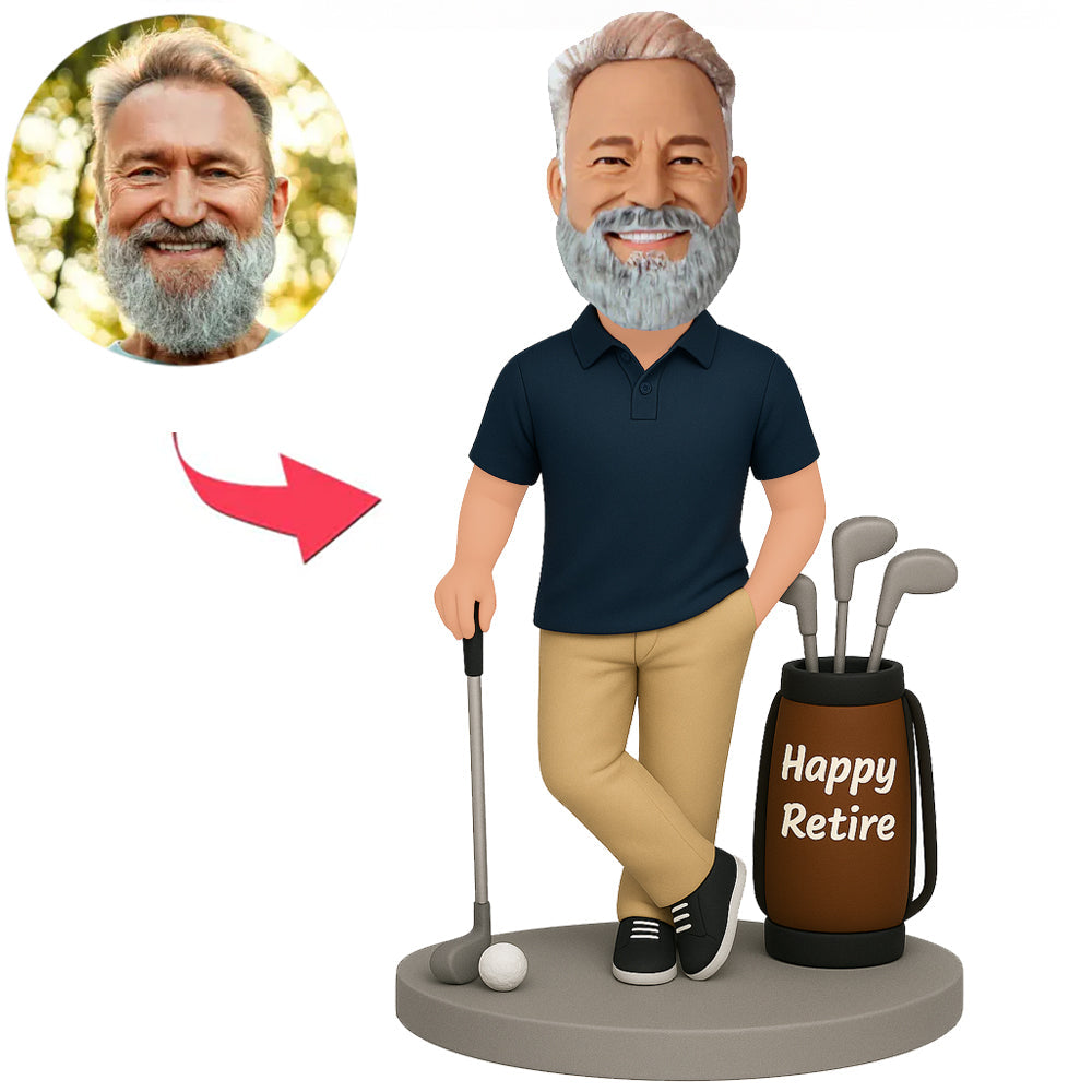 Happy Retired Golfer Custom Bobbleheads