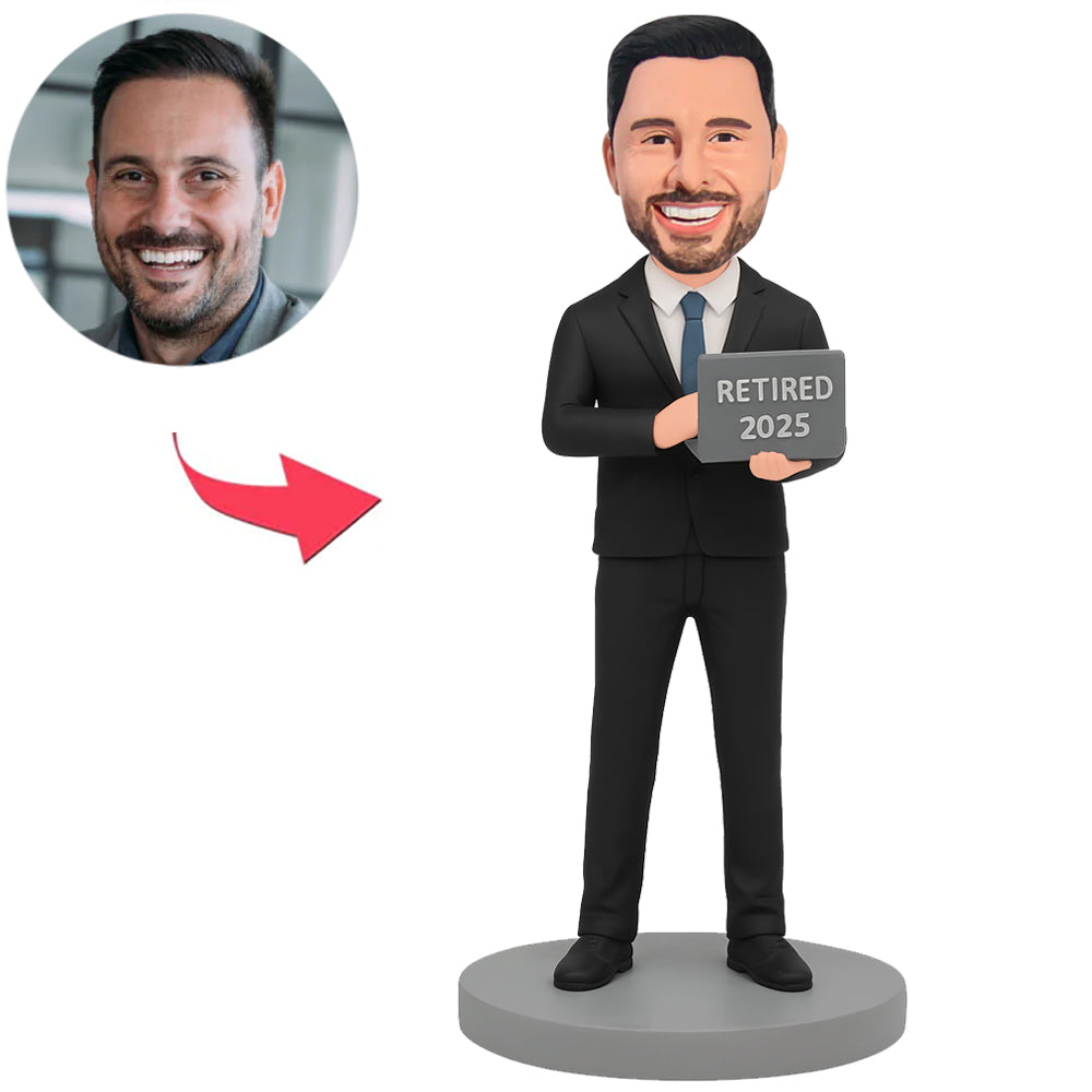 2025 Retired Programmer Holding Cup Custom Bobbleheads