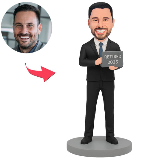 2025 Retired Programmer Holding Cup Custom Bobbleheads