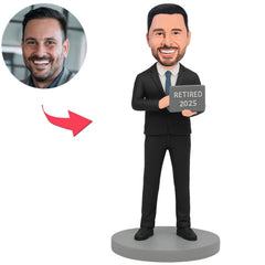 2025 Retired Programmer Holding Cup Custom Bobbleheads