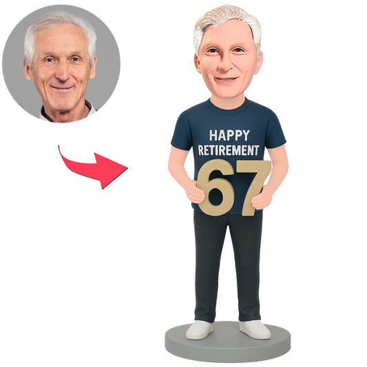 67 Year Old Happy Retired Man Custom Bobbleheads