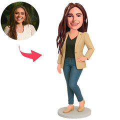 Beautiful Woman in Blue Jeans Custom Bobbleheads