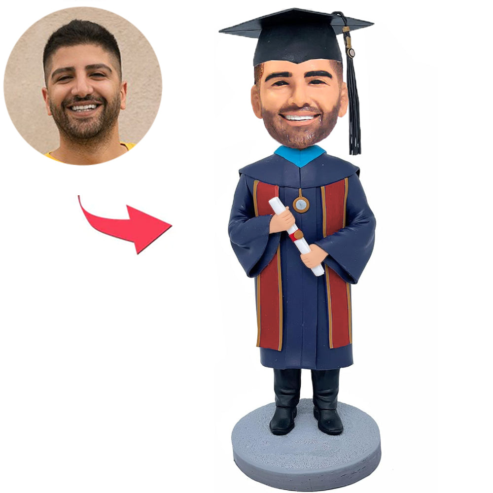 Blue Suit Happy Graduation Man Custom Bobbleheads
