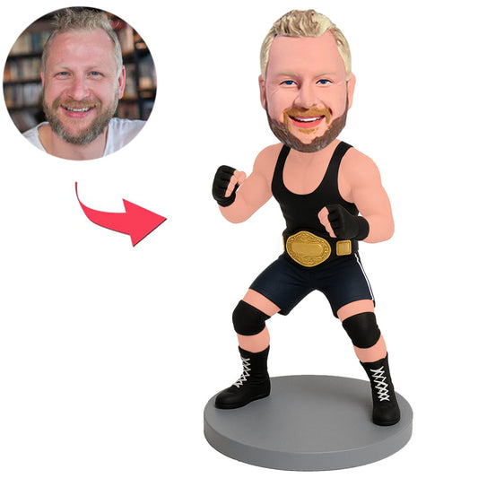 Wrestler with Gold Belt Custom Bobbleheads