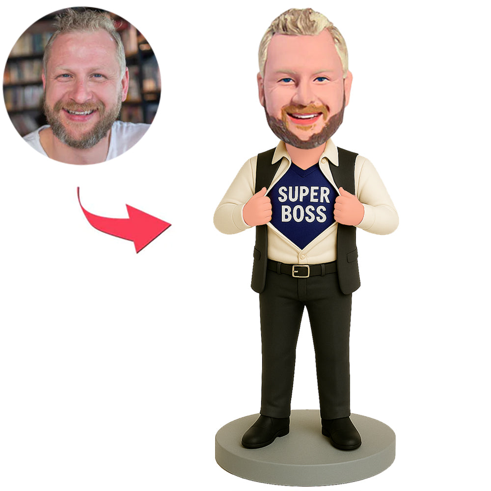 Super Boss in Black Sleeveless Jacket Custom Bobbleheads