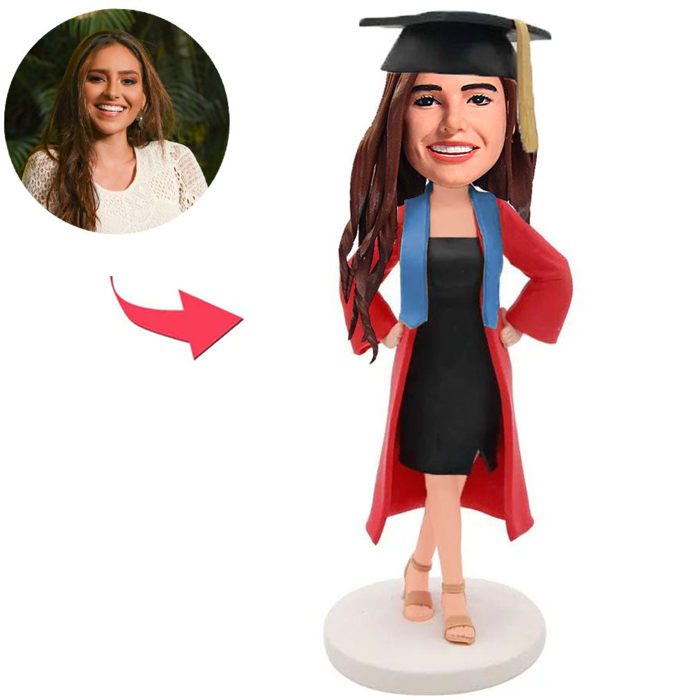 Red Coat Graduation Girl Custom Bobbleheads