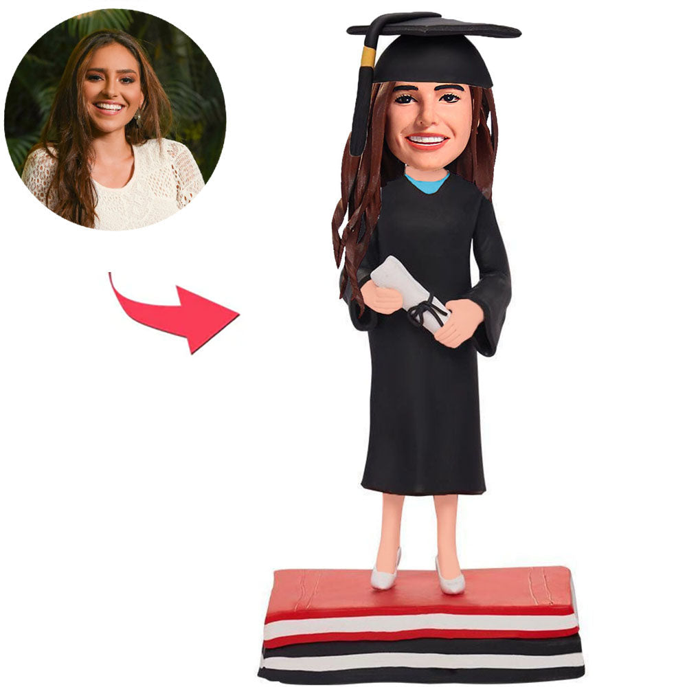 Graduation Girl Book Base Custom Bobbleheads