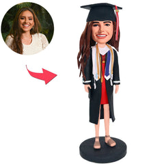 Graduation Girl with Medals Custom Bobbleheads