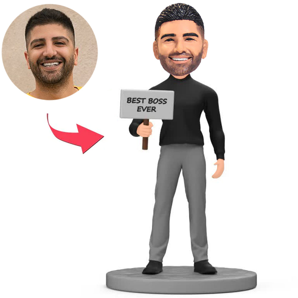 Best Boss Ever in Black Shirt Custom Bobbleheads