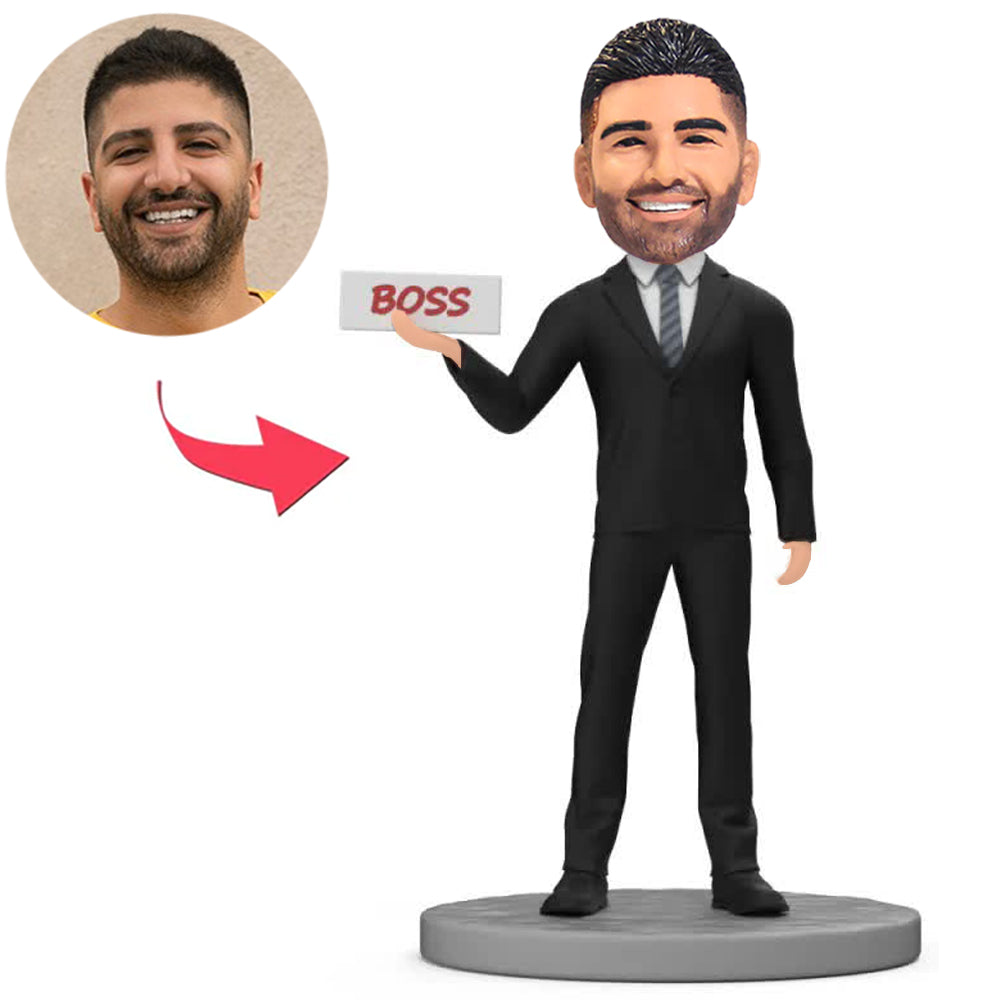 Boss Holding Boss Sign Custom Bobbleheads
