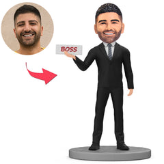 Boss Holding Boss Sign Custom Bobbleheads