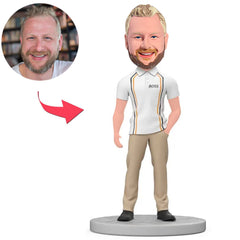 Boss Wearing White Polo Shirt Custom Bobbleheads