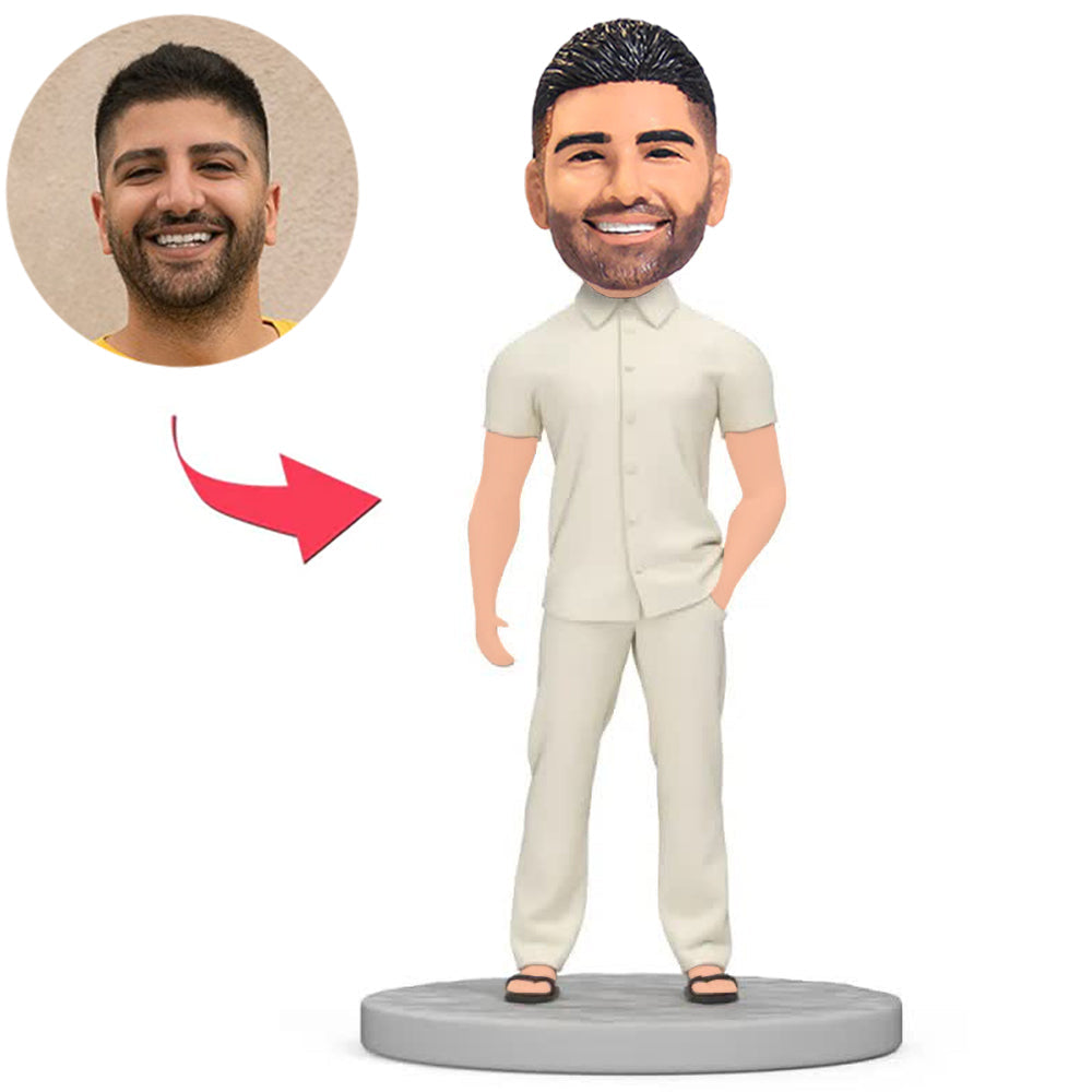 Boss in White Casual Clothes Custom Bobbleheads