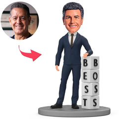 Best Boss in Dark Blue Suit Custom Bobbleheads