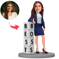Best Female Boss in Blue Suit Custom Bobbleheads
