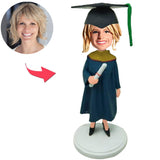 Happy Graduation Woman Custom Bobbleheads Add Text With Graduation Hat