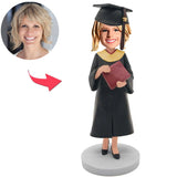 Happy Graduation Woman With Diploma Custom Bobbleheads Add Text With Graduation Hat