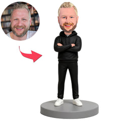 Fashion Man Wearing Black Suit Custom Bobbleheads